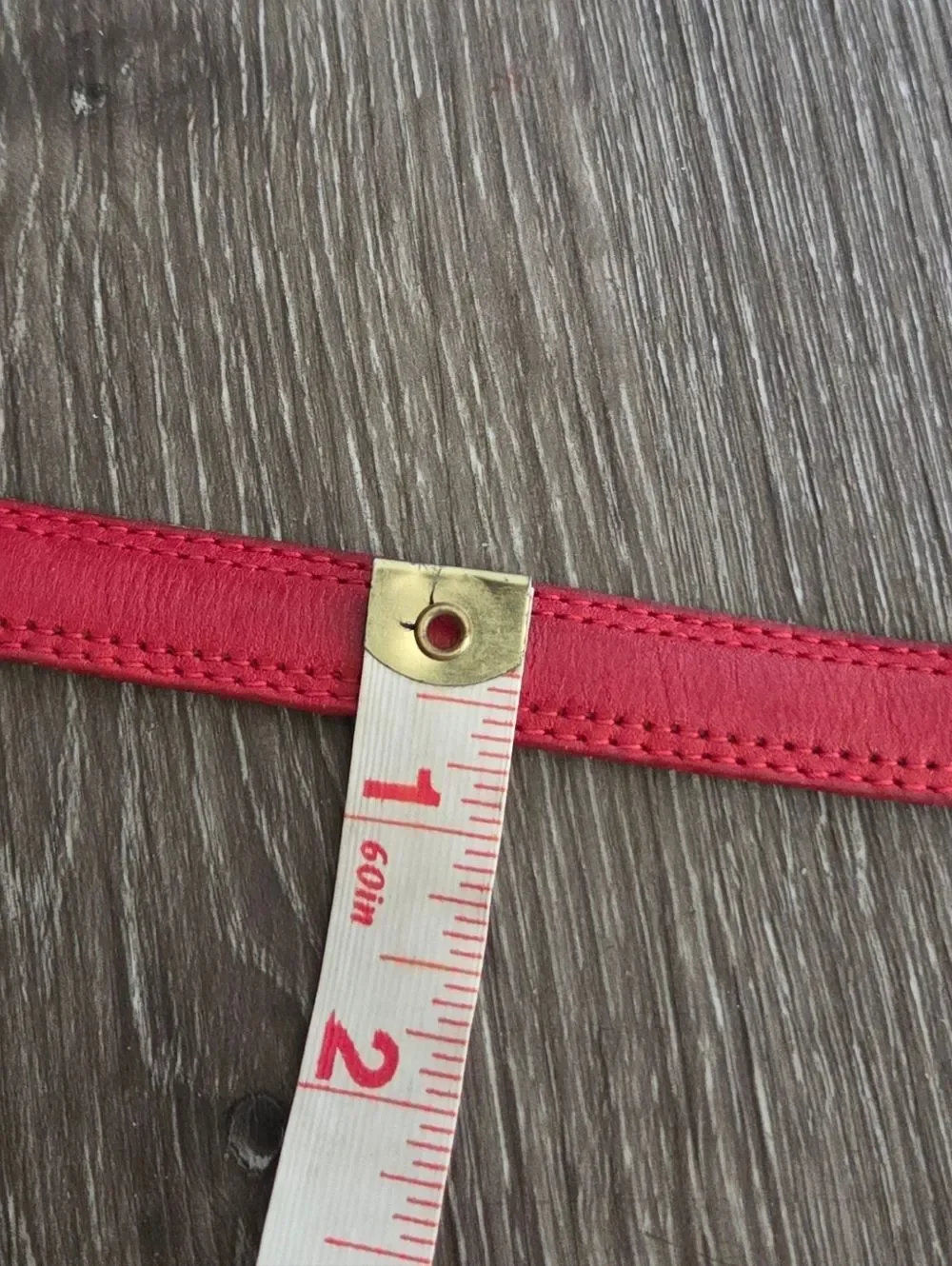 Vintage Jg Hook Skinny Red Leather Belt with Brass Buckle Sz Large